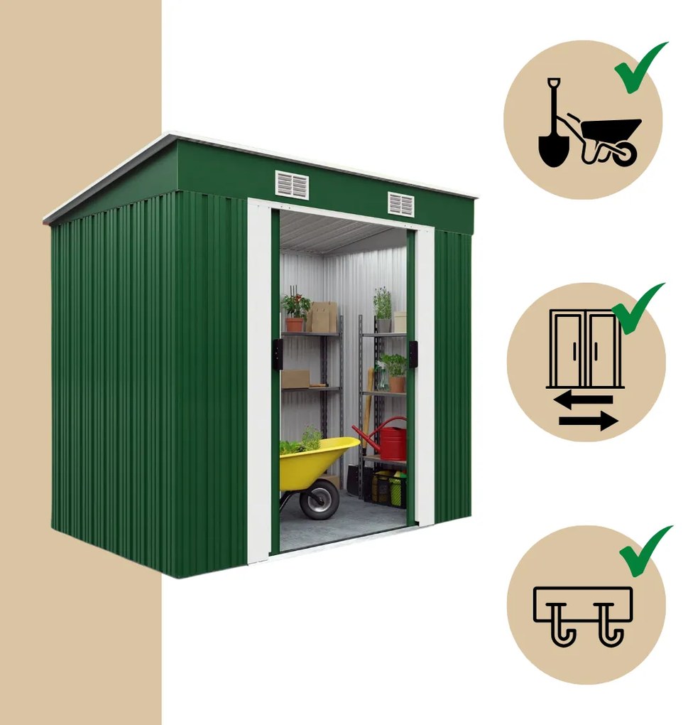 Záhradný domček na náradie L, 196x122x182cm, zelená Gardebruk