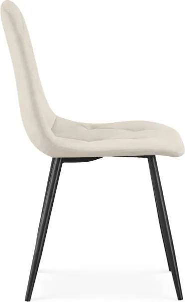 Sada ôsmich jedálenských stoličiek MILO zamatové, béžové / čierne nohy (8 ks)