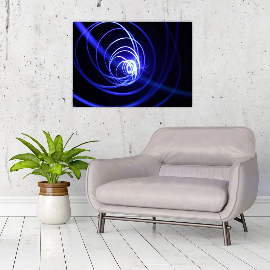 Sklenený obraz modrých špirál (70x50 cm)