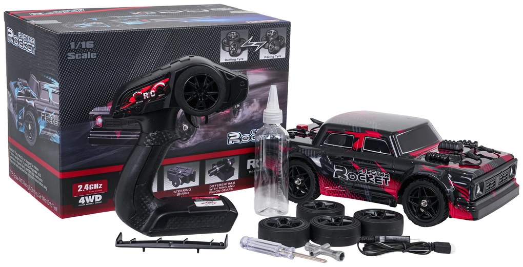 Diaľkovo ovládané driftovacie auto v mierke 1:16 ROCKET s pohonom 4x4