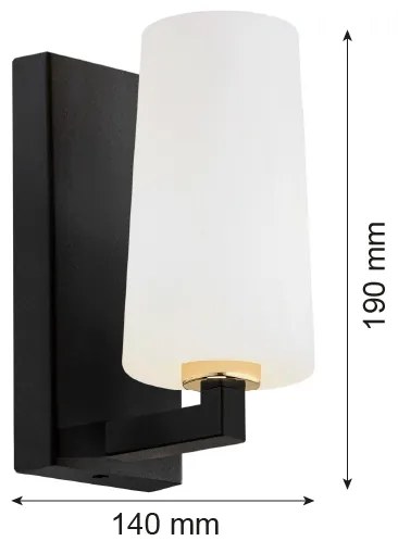 Argon 8056 - Nástenná lampa CAMELOT PLUS 1xE27/15W/230V čierna/biela/zlatá