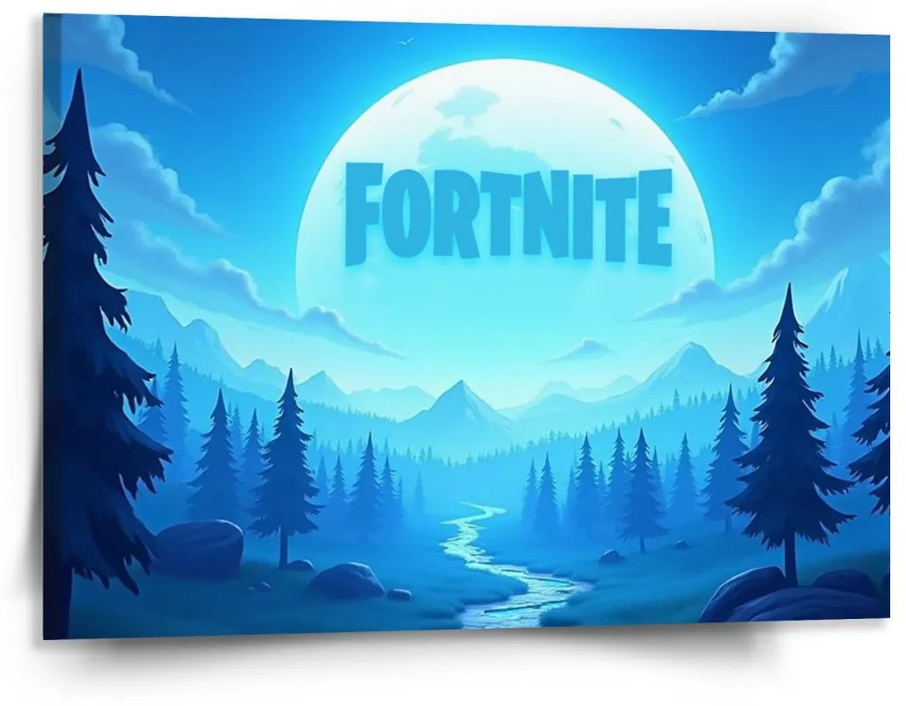 Sablio Obraz FORTNITE Modré údolí s měsícem - 150x110 cm