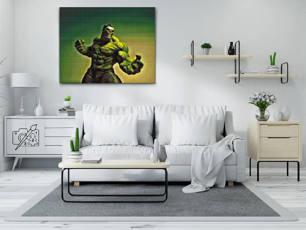 Gario Diamantové maľovanie Hulk Rozmery: 40 x 30 cm, Rámovanie: Iba zrolované plátno, Diamanty: Štvorcové