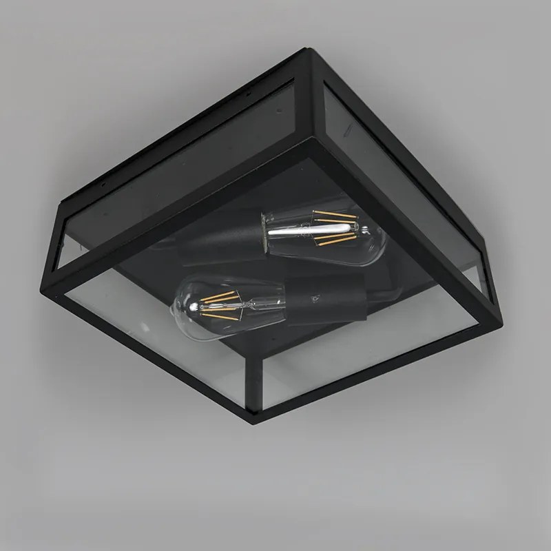 Priemyselné vonkajšie stropné svietidlo čierne 2-svetlo - Rotterdam