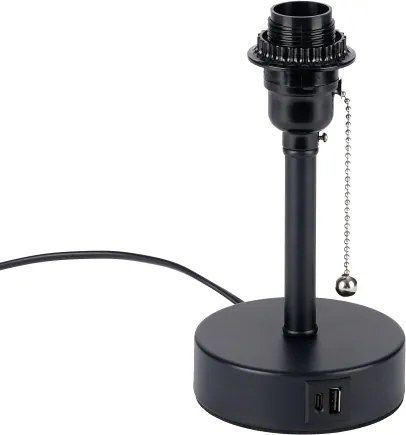 Brilagi - Stolná lampa s USB portom TABLON 1xE27/25W/230V čierna