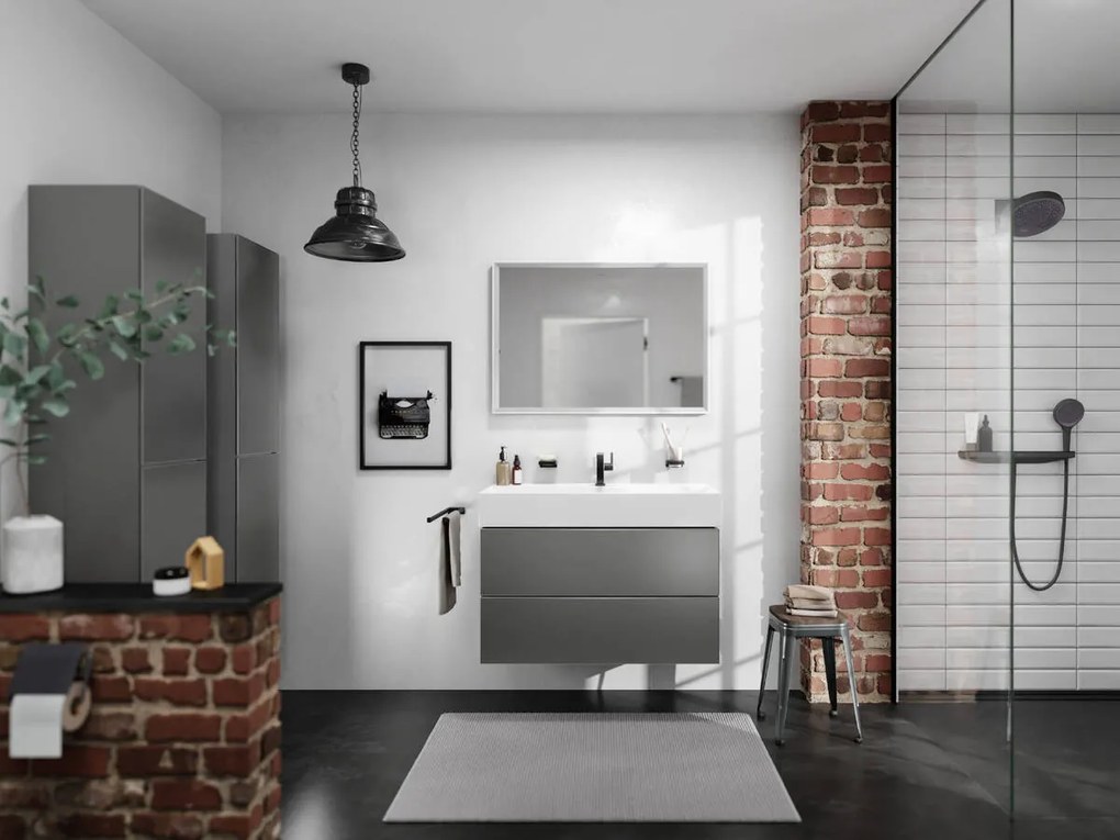 Hansgrohe Rainfinity, nástenná prípojka hadice Porter 500 a polička ĽAVÁ, čierna matná, HAN-26843670