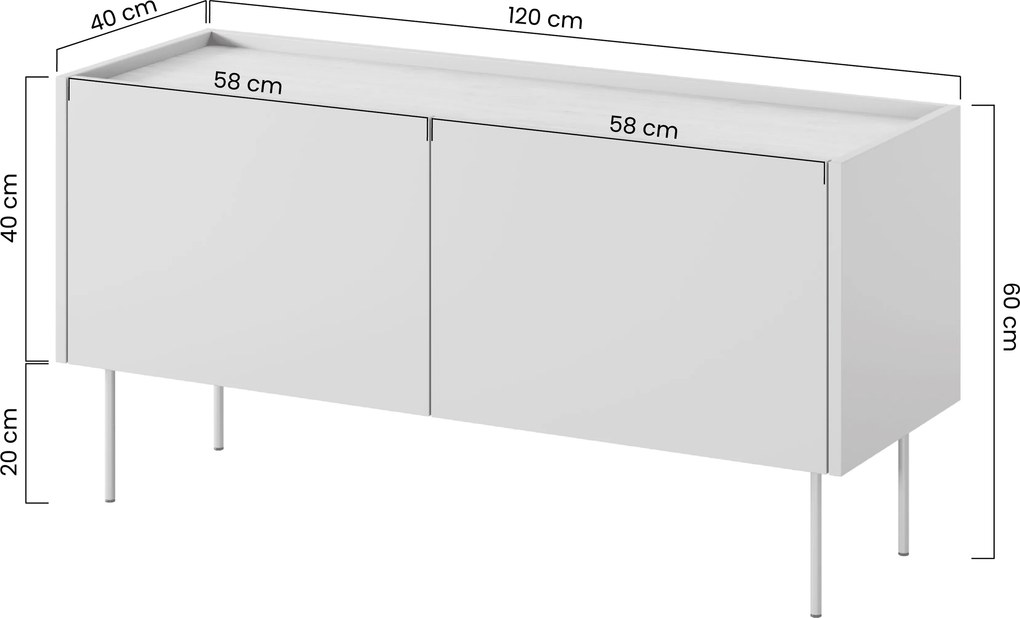 TV skrinka Desin 120 cm na kovových nohách - kašmír / dub nagano