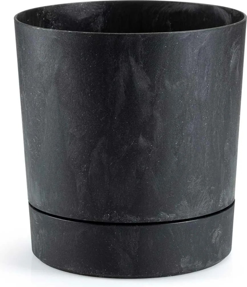 Květináč s podmiskou AZALEA 17,5 cm černý beton