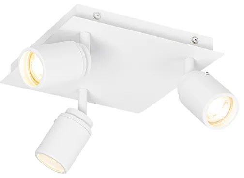 Inteligentné kúpeľňové bodové svietidlo biele štvorcové 3-svetlé IP44 vrátane 3 Wifi GU10 50mm - Ducha