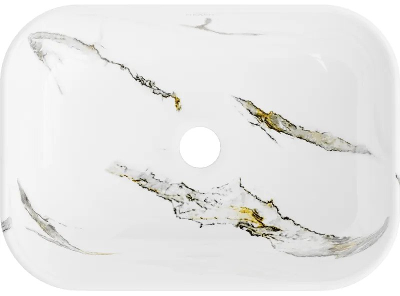 Mexen Rita, umývadlo na dosku 455x325x135 mm, biela-imitácia bieleho kameňa, 21084581