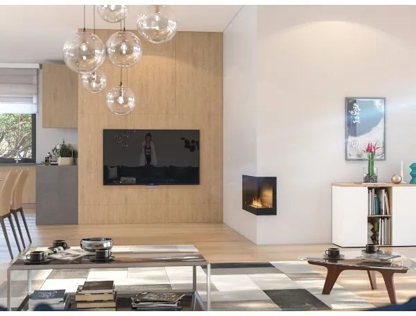 InFire - Rohový BIO krb 45x90 cm 3kW čierna