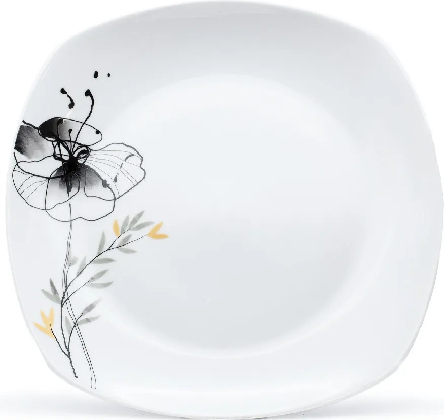 ARÔME HOME ELEMENTS Porcelánová súprava tanierov, 18 kusov, Čierny mak