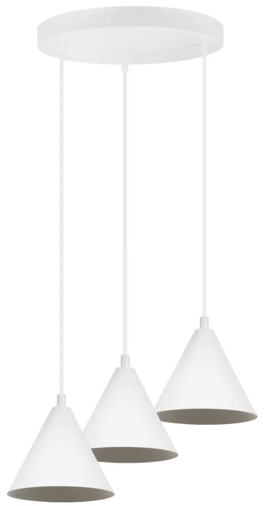 Závesné svietidlo Soho, 3x biele kovové tienidlo, (fi 14cm), o