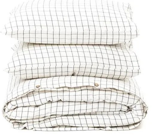 Magic Linen Ľanové obliečky sada (3ks) Charcoal grid Veľkosť: 135x200,50x70cm