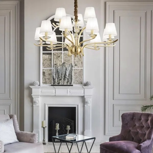 Ideal Lux - Luster na reťazi PEGASO 12xE14/28W/230V pr. 102 cm zlatá