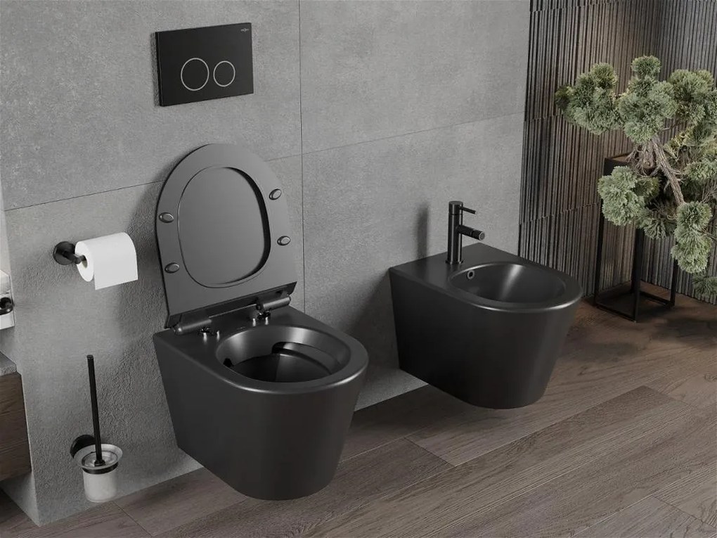 Závesný WC set MEXEN RICO 35 cm s doskou v2 čierny