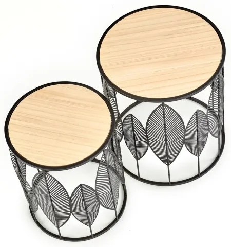 SADA 2x Konferenčný stolík FOLLA pr. 33/40 cm čierna