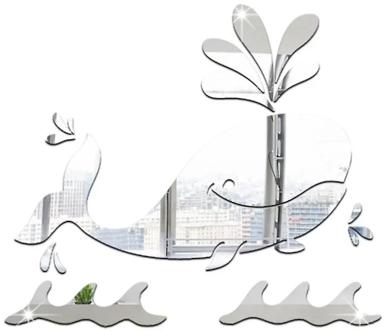 Veselá Stena Samolepiace zrkadlové dekorácie Veľryba