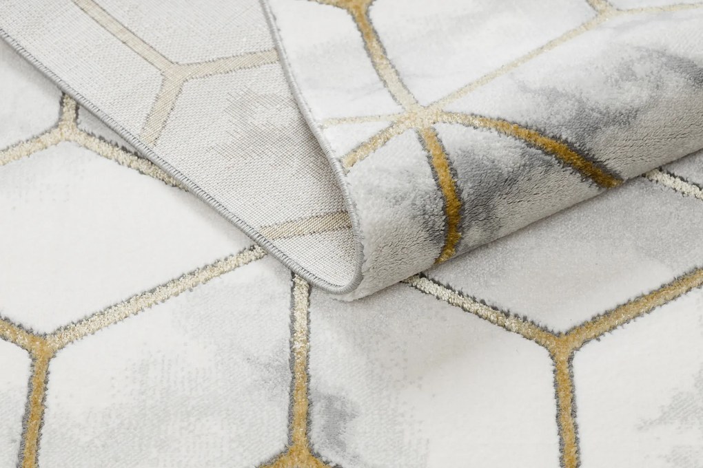 Koberec EMERALD exkluzívny 1014 glamour, kocky krémovo / zlatý
