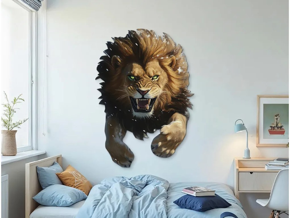 drevko | Obraz na stenu Útok leva 60 x 425 cm