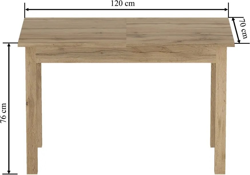 Vintino Jedálenský stôl ZENOX 120–160 cm × 70 cm – dub prírodný