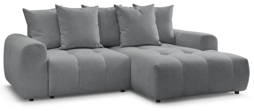 Sivá ženilková rozkladacia/s úložným priestorom rohová pohovka (pravý roh/s leňoškou) Roxelane – Bobochic Paris