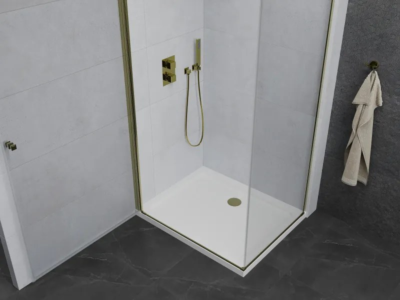 Mexen Pretoria sprchovací kút 70 x 90 cm, transparentný, zlatý + plochá sprchová vanička-852-070-090-50-00-4010