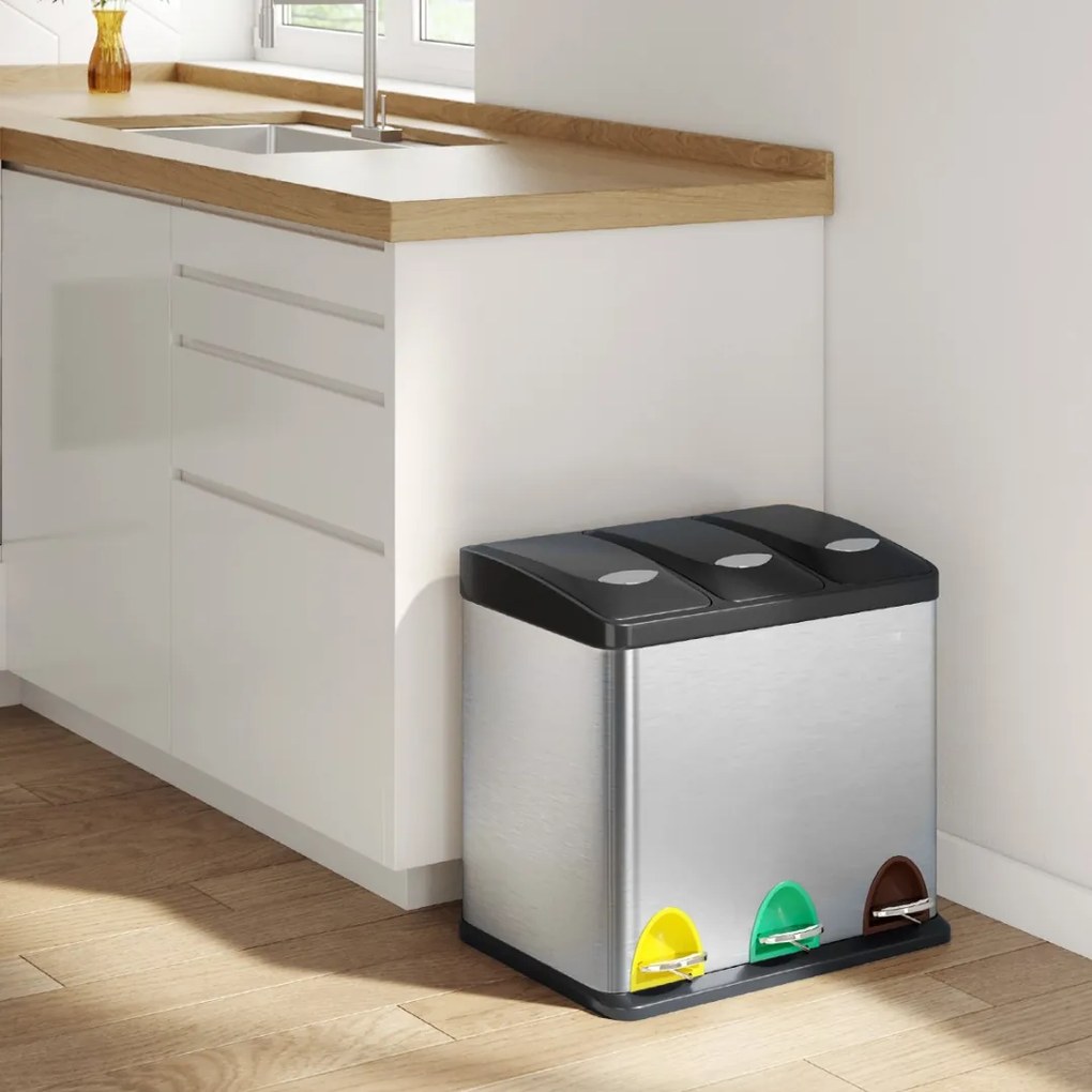 Kôš na separovanie odpadu SORT 24l (3x8l), strieborná Jurhan