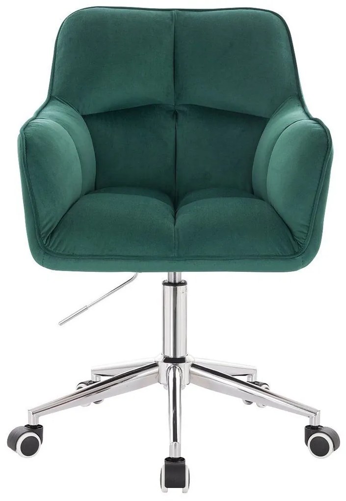 LuxuryForm DESIGN Kreslo AMALFI VELUR na striebornej podstave s kolieskami - zelené