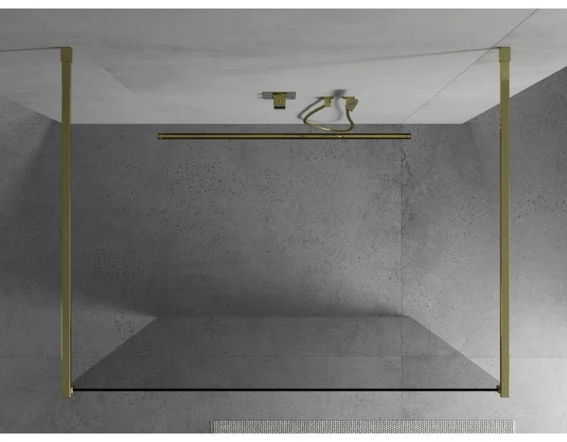 Mexen Kioto, sprchová zástena Walk-In 135 x 200 cm, 8mm číre sklo, zlatý lesklý profil, 800-135-002-50-00