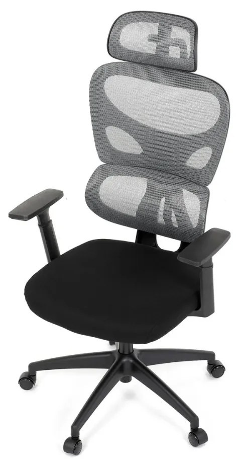 Kancelárska ergonomická stolička GRANT — sieť, látka, čierna / sivá