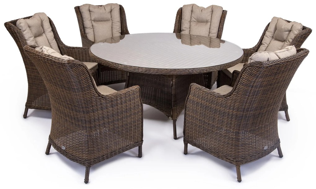 Ratanová jedálenská súprava KINGSTON 150 tmavohnedá