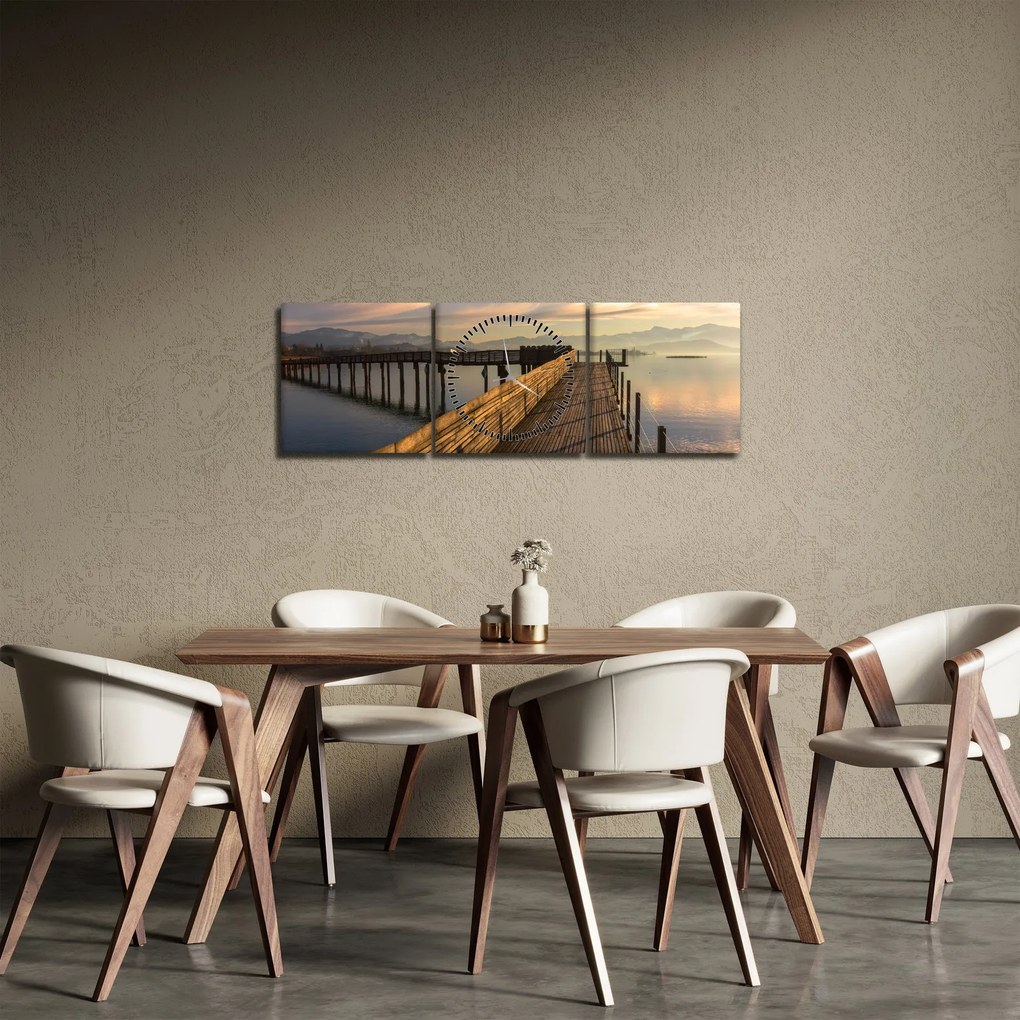 Obraz - Na brehu jazera Obersee (s hodinami) (90x30 cm)