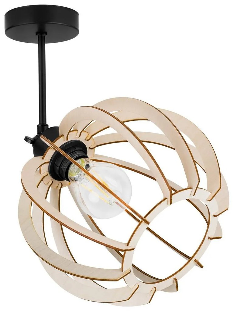 Bodové svietidlo Timber 9, 1x drevené tienidlo