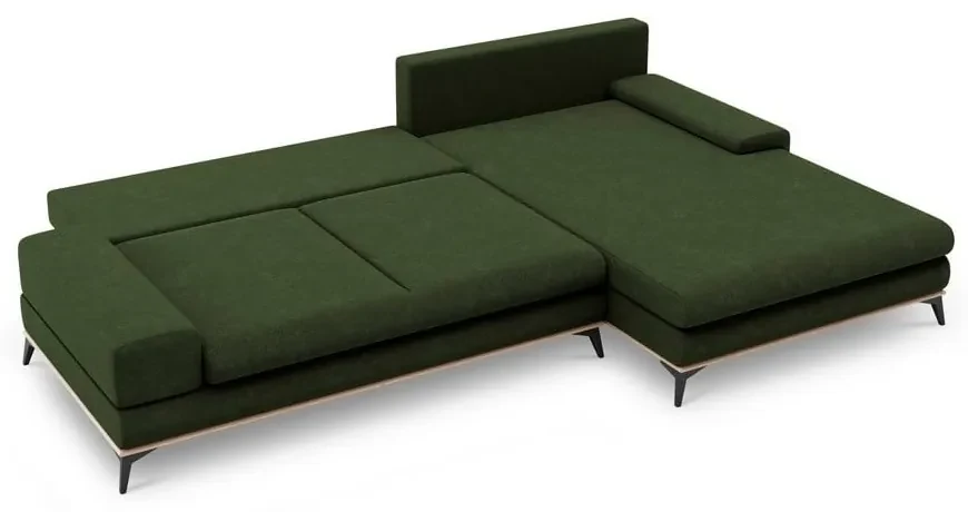Fľaškovozelená rozkladacia rohová pohovka Windsor & Co Sofas Planet, pravý roh