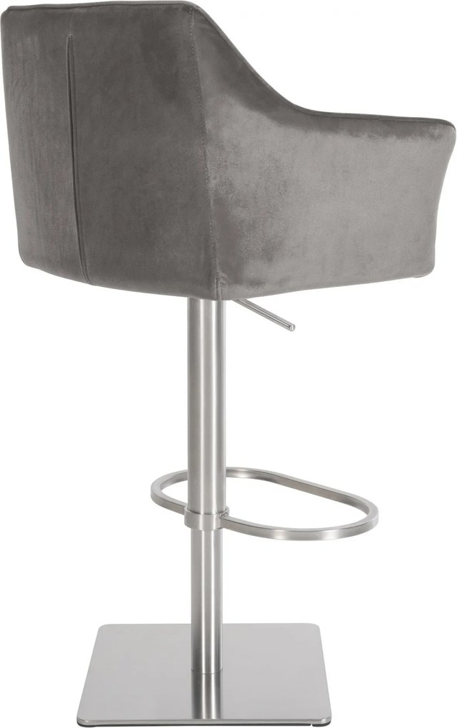 Barová stolička Damaso E - zamat, nerez rám - Sivá