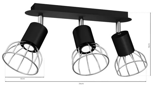 Bodové svietidlo DANTE 3xGU10/25W/230V čierna/lesklý chróm