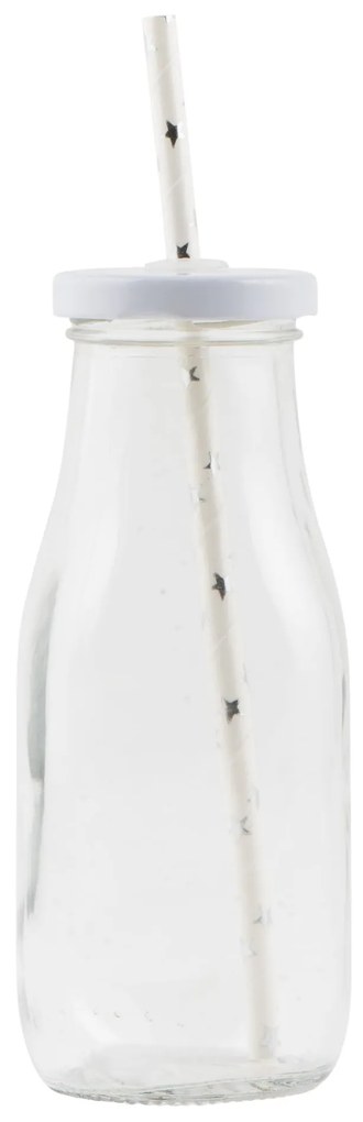 IB LAURSEN Pohárik s bielym viečkom a slamkou - 300 ml
