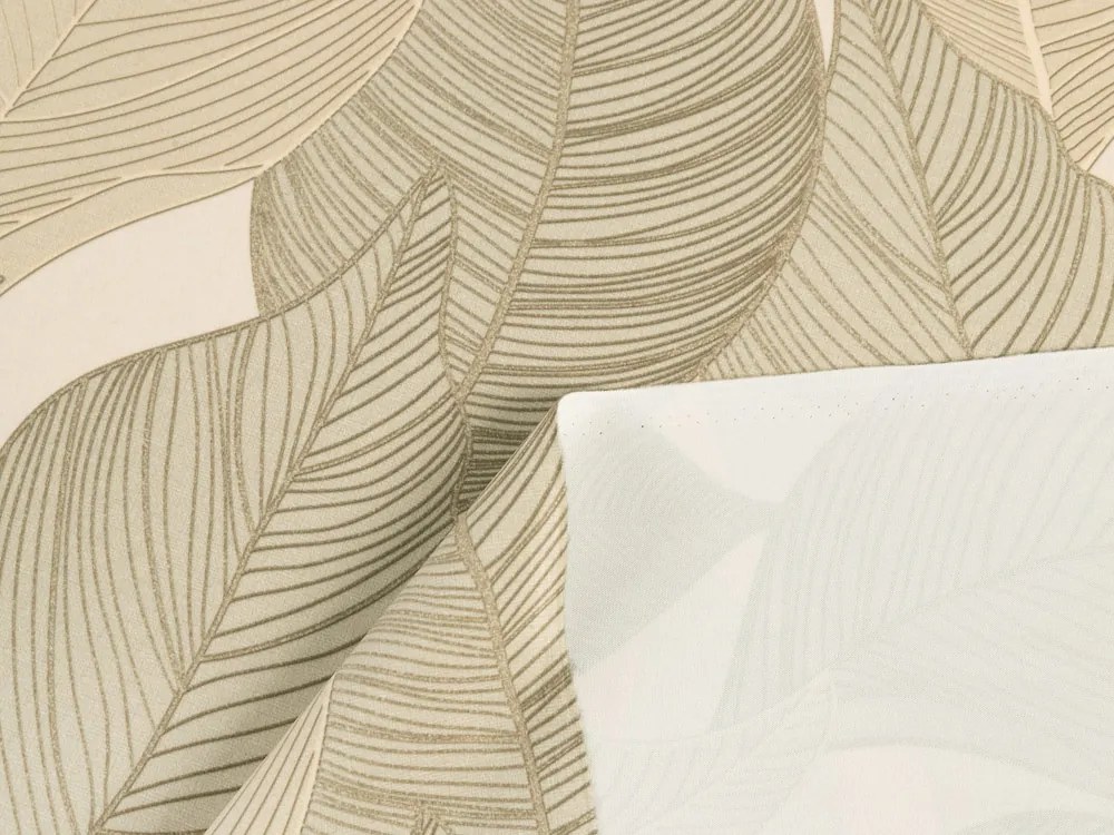 Biante Zamatový oválny obrus Tamara TMR-046 Prírodné popínavé listy na krémovom 140x220 cm