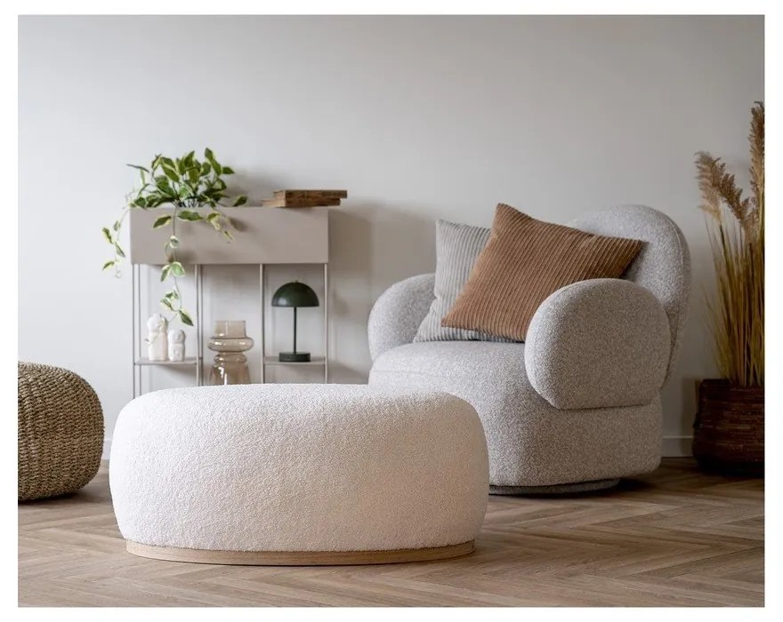 Biely taburet z textílie buklé Manhattan – House Nordic