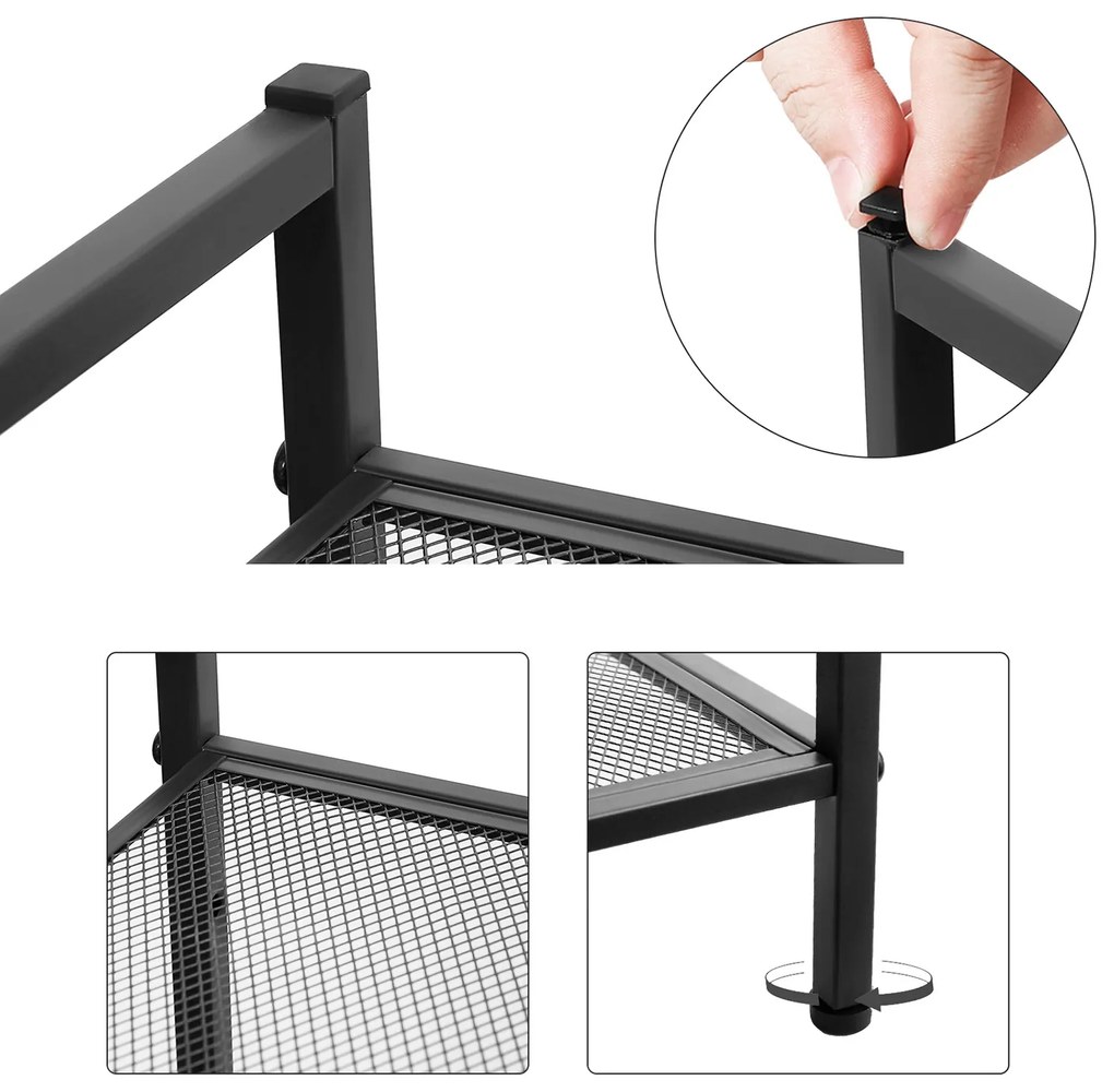 Kovový botník Dancer 3 police čierny