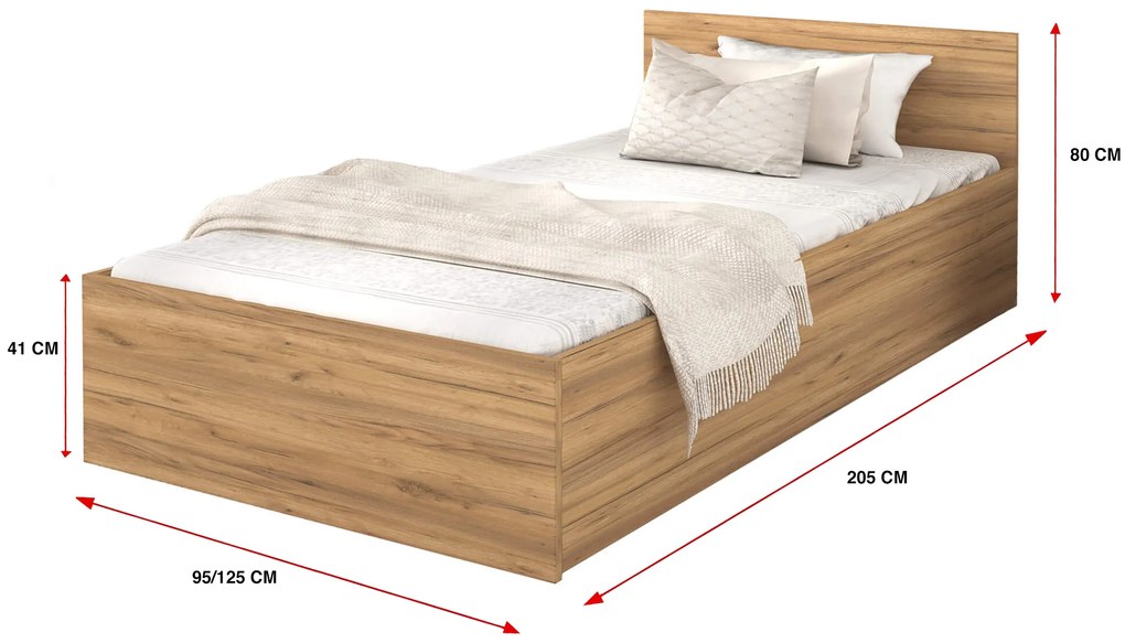 Jednolôžková posteľ s úložným priestorom Dolly - dub craft Rozmer: 200x90