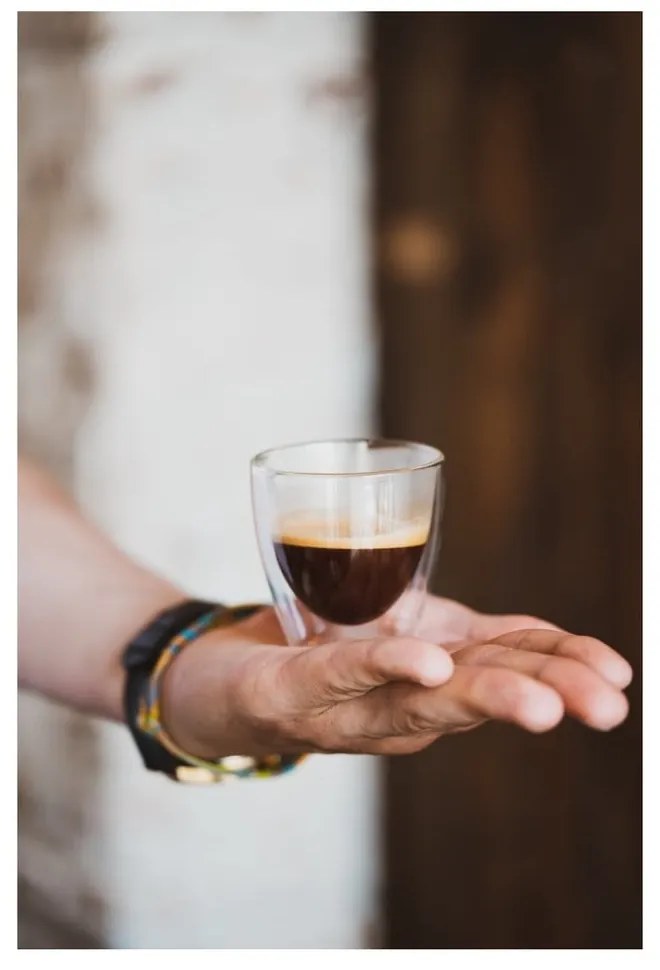 Sklenené hrnčeky v súprave 2 ks na espresso/dvojstenné 80 ml Amo – Vialli Design