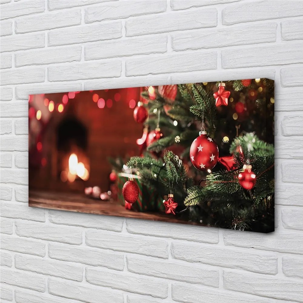 Obraz na plátne Vianočný strom ozdoby svetla darčeky 140x70 cm