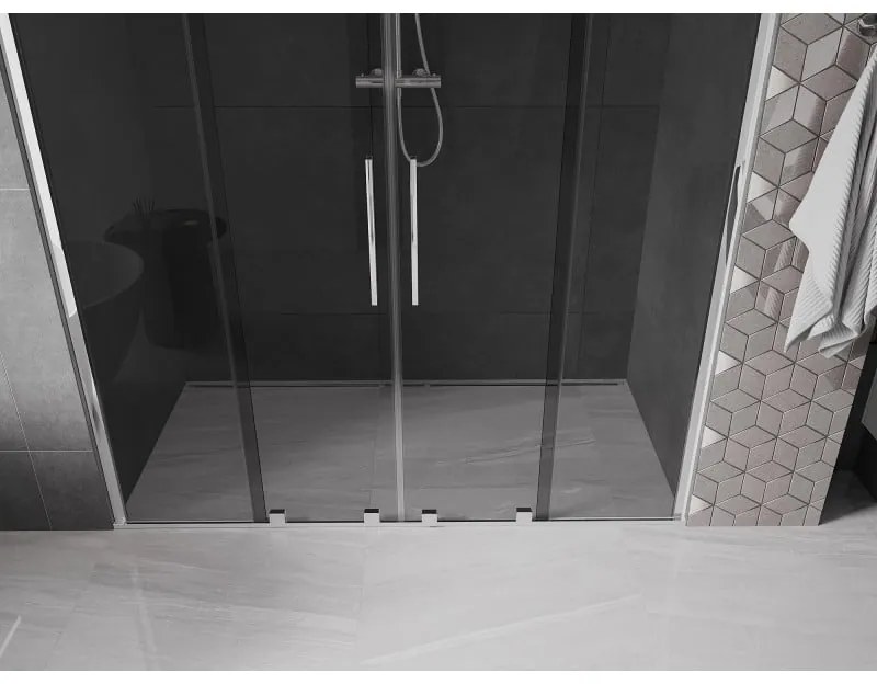Mexen Velar Duo, posuvné sprchové dvere do otvoru 180 cm, 8mm šedé sklo, chrómová, 871-180-000-42-01