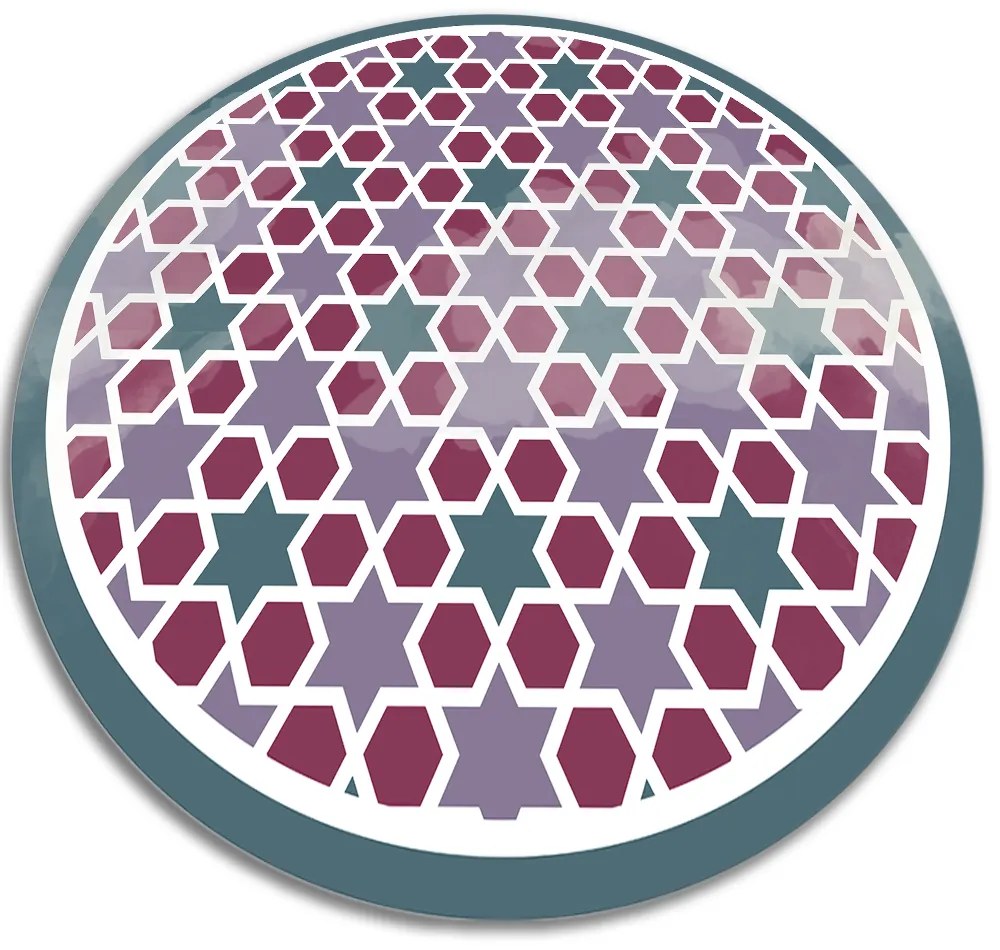 Okrúhly vinylový domáci koberec Okrúhly vinylový domáci koberec geometrické hviezdy