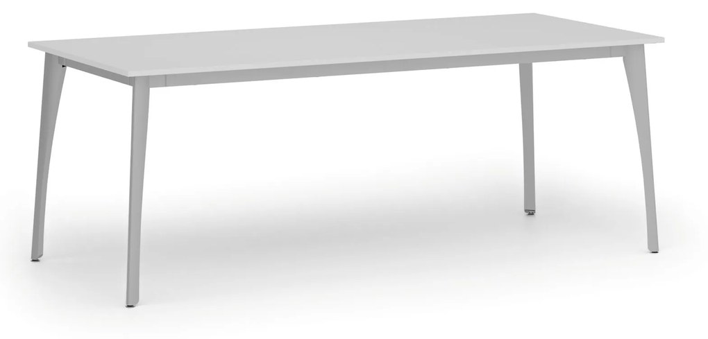 Rokovací stôl PRIMO OMEGA, 2000 x 900 mm, sivá podnož, biela