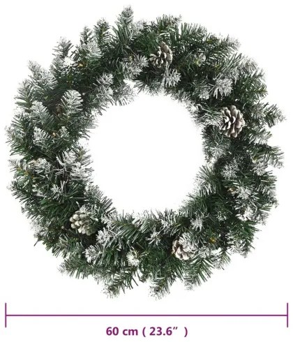 vidaXL Vianočný veniec s LED svetlami zelený 60 cm PVC-