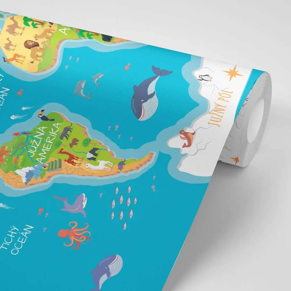 Tapeta detská mapa so slovenskými názvami - 300x200
