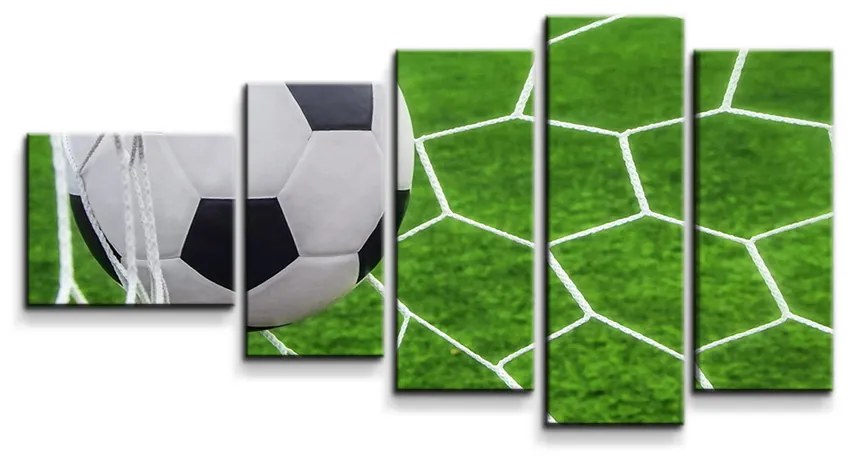 Sablio Obraz - 5-dílný Futbalová lopta v bráne - 100x60 cm